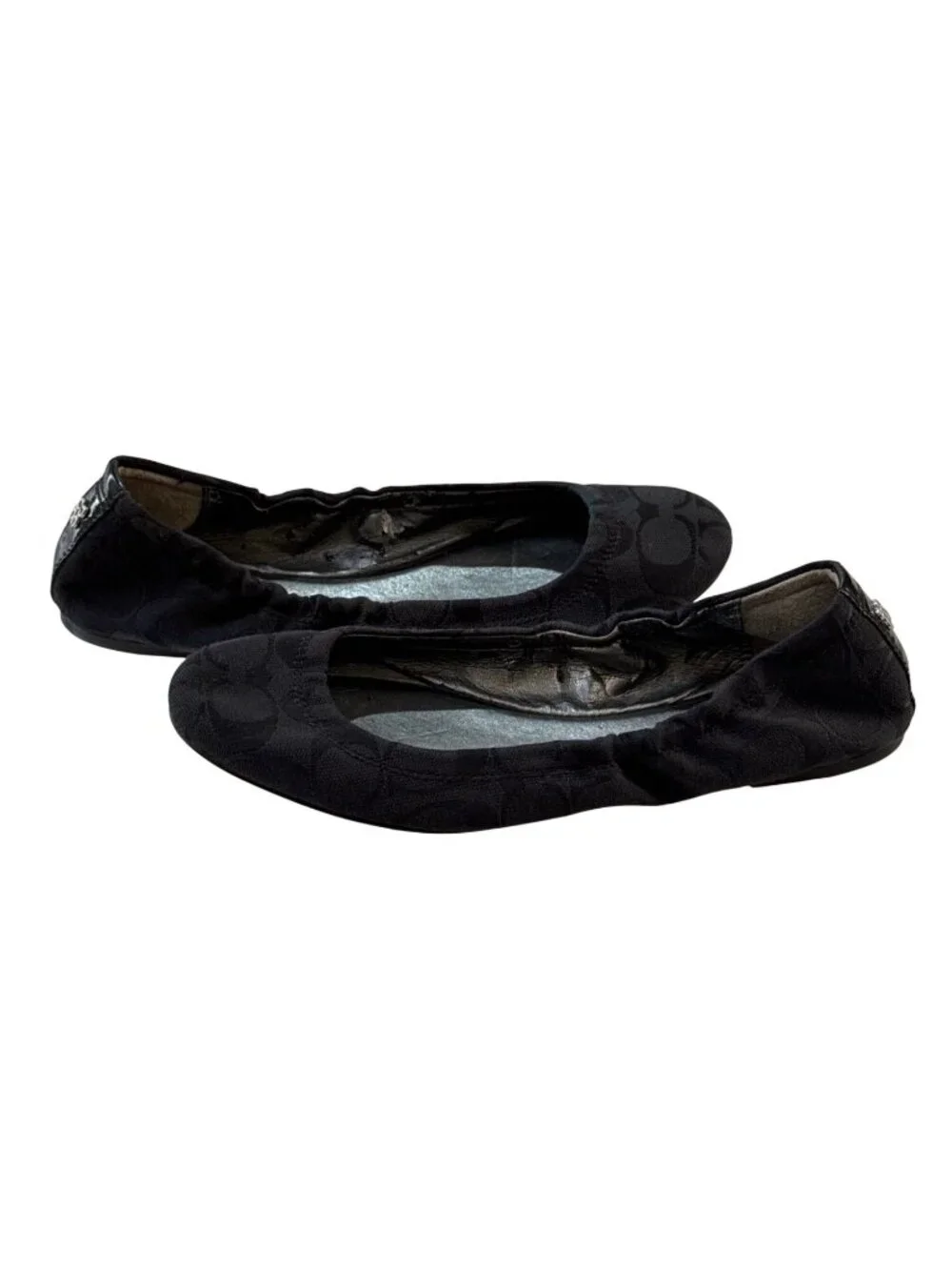 Coach Black Slip-On Flats With Signature Pattern - Womens Size 8B